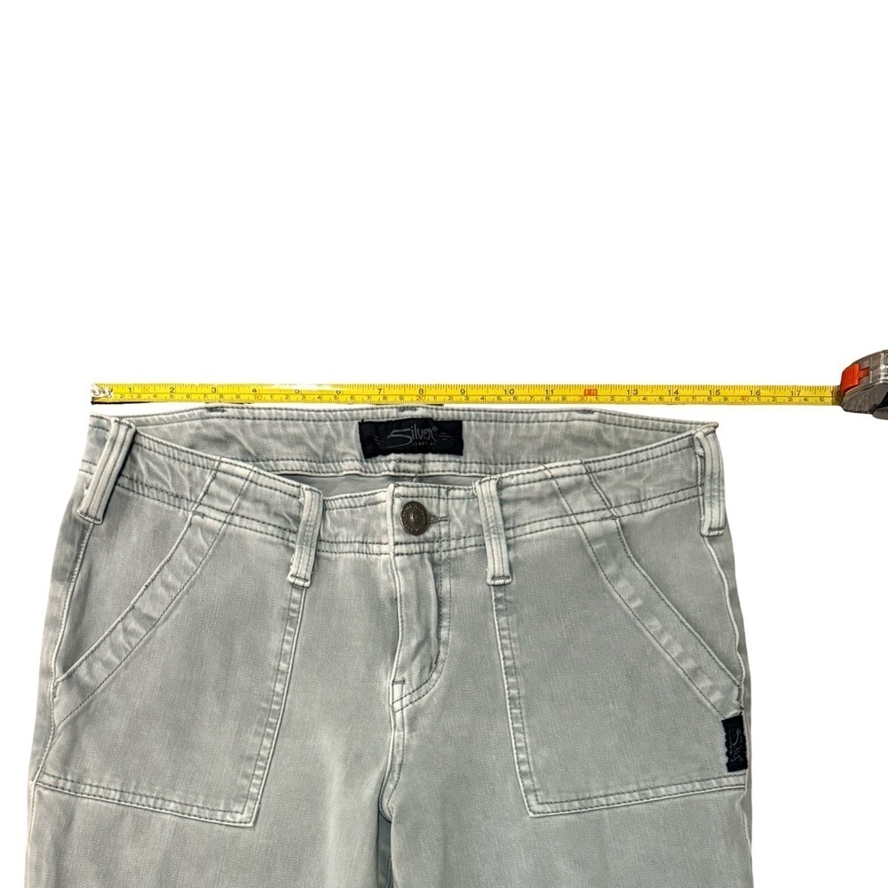 Silver Jeans Light Green Gray Cropped Denim Size 27 25 Utility Slim Minimalist - Picture 8 of 11